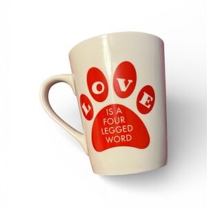 Love is a Four Legged WordRed Paw Print Mug